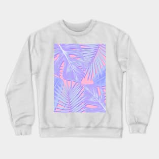 Monstera, Spider Palm, Tropical Leaves, Pastel Purple and Pink Crewneck Sweatshirt